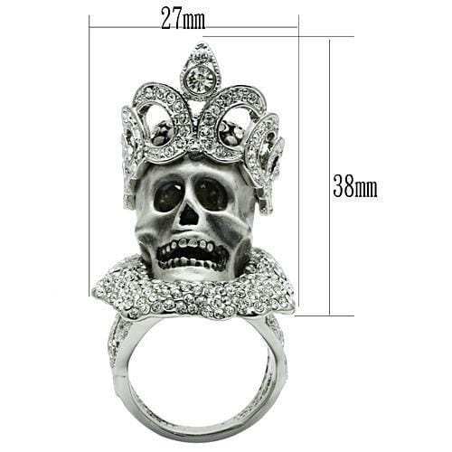 3W018 - Matte Rhodium & Rhodium White Metal Ring with Top Grade Crystal in Clear - Alamode - Flyclothing LLC
