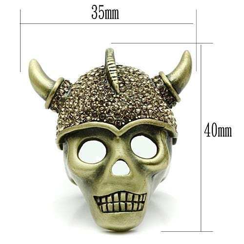 3W019 - Antique Copper White Metal Ring with Top Grade Crystal in Citrine Yellow - Alamode - Flyclothing LLC