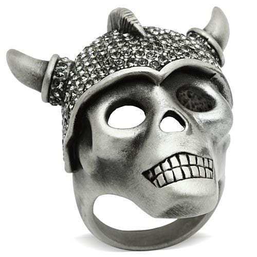 3W021 - Antique Silver White Metal Ring with Top Grade Crystal in Black Diamond - Alamode - Flyclothing LLC