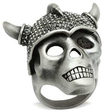 3W021 - Antique Silver White Metal Ring with Top Grade Crystal in Black Diamond - Alamode - Flyclothing LLC