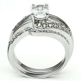 3W022 - Rhodium Brass Ring with AAA Grade CZ in Clear - Alamode - Flyclothing LLC