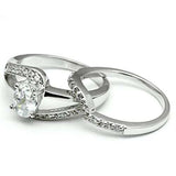3W022 - Rhodium Brass Ring with AAA Grade CZ in Clear - Alamode - Flyclothing LLC