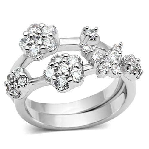 3W026 - Rhodium Brass Ring with AAA Grade CZ in Clear - Alamode - Flyclothing LLC