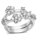 3W026 - Rhodium Brass Ring with AAA Grade CZ in Clear - Alamode - Flyclothing LLC