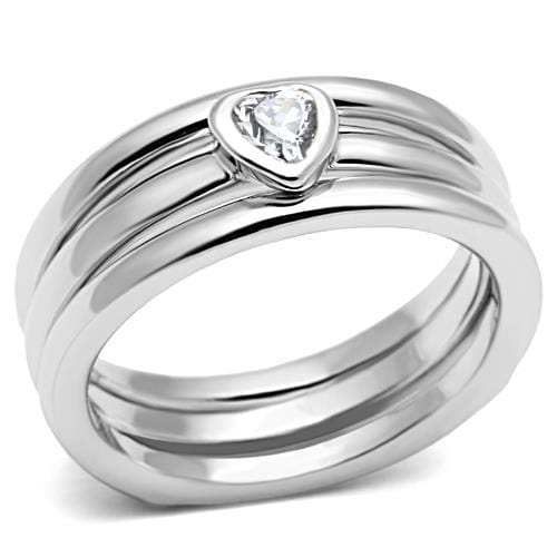 3W027 - Rhodium Brass Ring with AAA Grade CZ in Clear - Alamode - Flyclothing LLC