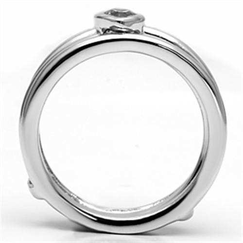 3W027 - Rhodium Brass Ring with AAA Grade CZ in Clear - Alamode - Flyclothing LLC