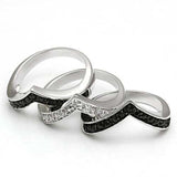 3W028 - Rhodium+Hematite Brass Ring with AAA Grade CZ in Jet - Alamode - Flyclothing LLC