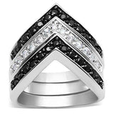 3W028 - Rhodium+Hematite Brass Ring with AAA Grade CZ in Jet - Alamode - Flyclothing LLC