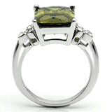 3W029 - Rhodium Brass Ring with AAA Grade CZ in Olivine color - Alamode - Flyclothing LLC