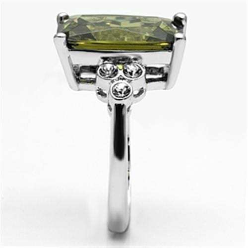 3W029 - Rhodium Brass Ring with AAA Grade CZ in Olivine color - Alamode - Flyclothing LLC