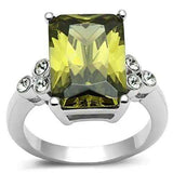 3W029 - Rhodium Brass Ring with AAA Grade CZ in Olivine color - Alamode - Flyclothing LLC