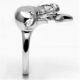 3W032 - Rhodium Brass Ring with Top Grade Crystal in Clear - Alamode - Flyclothing LLC