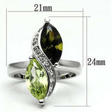 3W033 - Rhodium Brass Ring with AAA Grade CZ in Multi Color - Alamode - Flyclothing LLC