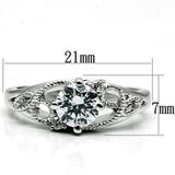 3W034 - Rhodium Brass Ring with AAA Grade CZ in Clear - Alamode - Flyclothing LLC