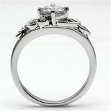 3W034 - Rhodium Brass Ring with AAA Grade CZ in Clear - Alamode - Flyclothing LLC