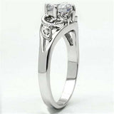 3W034 - Rhodium Brass Ring with AAA Grade CZ in Clear - Alamode - Flyclothing LLC