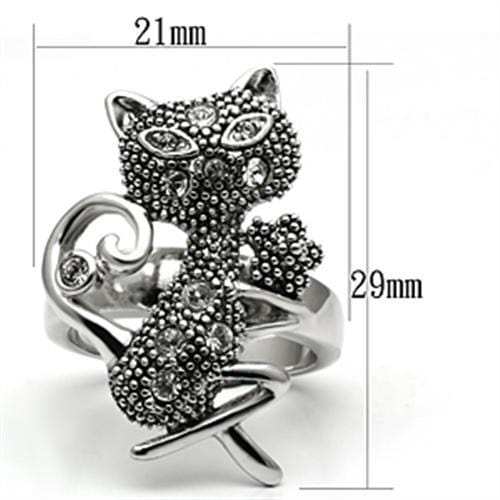 3W036 - Rhodium Brass Ring with Top Grade Crystal in Clear - Alamode - Flyclothing LLC