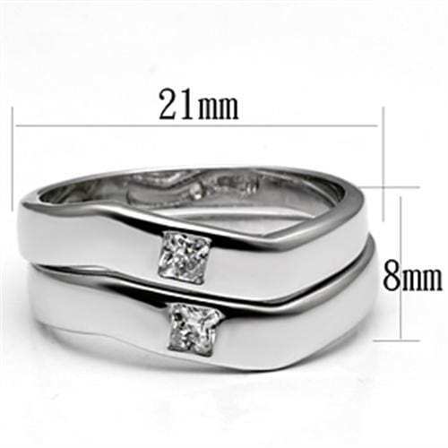 3W039 - Rhodium Brass Ring with AAA Grade CZ in Clear - Alamode - Flyclothing LLC