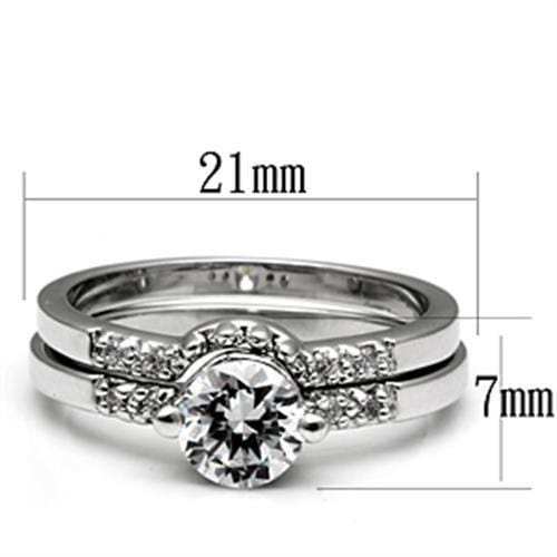 3W044 - Rhodium Brass Ring with AAA Grade CZ in Clear - Alamode - Flyclothing LLC