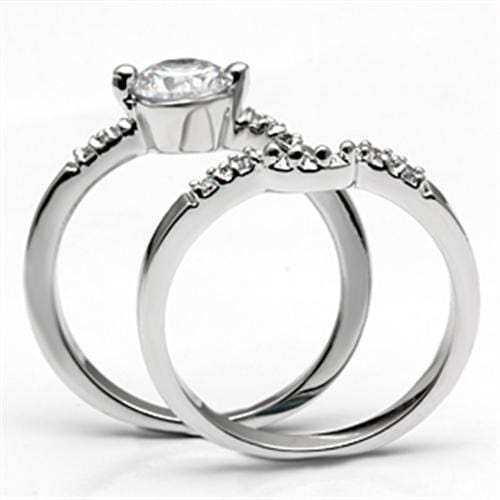 3W044 - Rhodium Brass Ring with AAA Grade CZ in Clear - Alamode - Flyclothing LLC