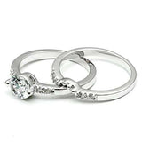 3W044 - Rhodium Brass Ring with AAA Grade CZ in Clear - Alamode - Flyclothing LLC