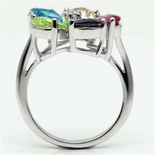 Jessyca Cocktail Ring - Rhodium Brass, AAA CZ , Multi Color - 3W045 - Alamode - Flyclothing LLC
