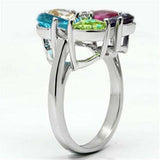 Jessyca Cocktail Ring - Rhodium Brass, AAA CZ , Multi Color - 3W045 - Alamode - Flyclothing LLC