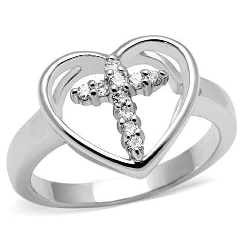 3W046 - Rhodium Brass Ring with AAA Grade CZ in Clear - Alamode - Flyclothing LLC