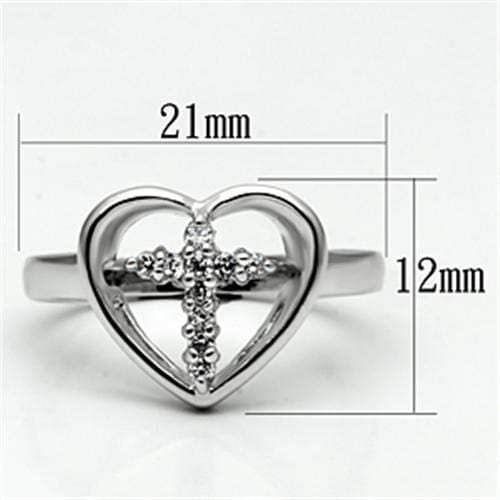3W046 - Rhodium Brass Ring with AAA Grade CZ in Clear - Alamode - Flyclothing LLC