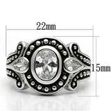 3W056 - Rhodium Brass Ring with AAA Grade CZ in Clear - Alamode - Flyclothing LLC