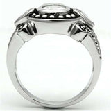 3W056 - Rhodium Brass Ring with AAA Grade CZ in Clear - Alamode - Flyclothing LLC