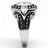 3W056 - Rhodium Brass Ring with AAA Grade CZ in Clear - Alamode - Flyclothing LLC