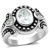 3W056 - Rhodium Brass Ring with AAA Grade CZ in Clear - Alamode - Flyclothing LLC