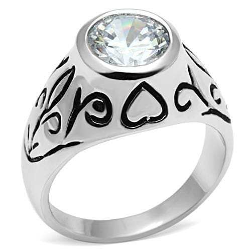 3W057 - Rhodium Brass Ring with AAA Grade CZ in Clear - Alamode - Flyclothing LLC