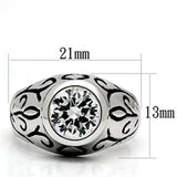 3W057 - Rhodium Brass Ring with AAA Grade CZ in Clear - Alamode - Flyclothing LLC