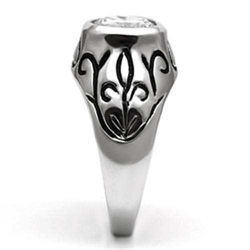 3W057 - Rhodium Brass Ring with AAA Grade CZ in Clear - Alamode - Flyclothing LLC