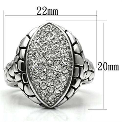 3W058 - Rhodium Brass Ring with Top Grade Crystal in Clear - Alamode - Flyclothing LLC