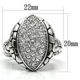 3W058 - Rhodium Brass Ring with Top Grade Crystal in Clear - Alamode - Flyclothing LLC