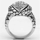 3W058 - Rhodium Brass Ring with Top Grade Crystal in Clear - Alamode - Flyclothing LLC