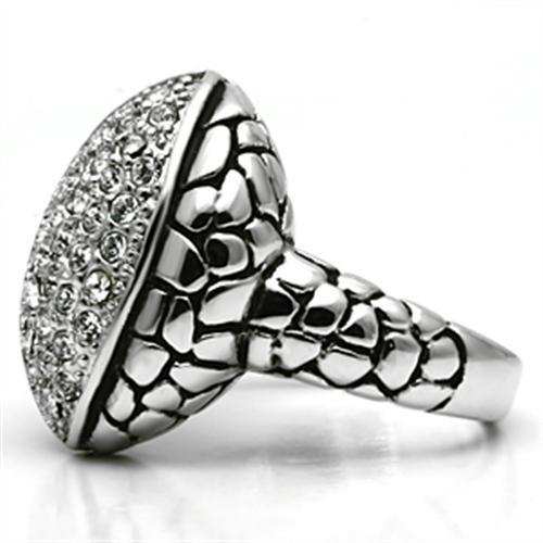 3W058 - Rhodium Brass Ring with Top Grade Crystal in Clear - Alamode - Flyclothing LLC
