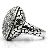 3W058 - Rhodium Brass Ring with Top Grade Crystal in Clear - Alamode - Flyclothing LLC