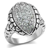 3W058 - Rhodium Brass Ring with Top Grade Crystal in Clear - Alamode - Flyclothing LLC