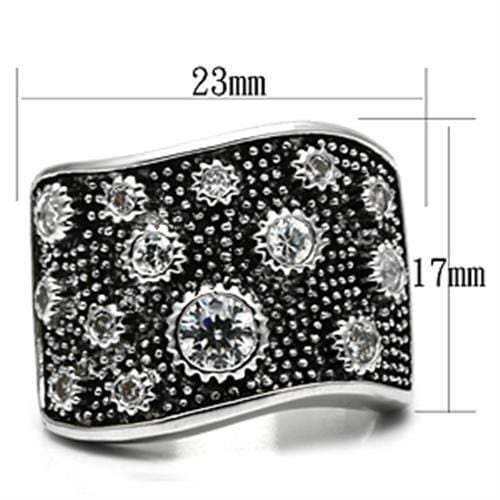 3W059 - Rhodium Brass Ring with AAA Grade CZ in Clear - Alamode - Flyclothing LLC