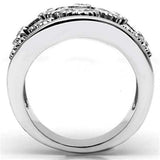 3W059 - Rhodium Brass Ring with AAA Grade CZ in Clear - Alamode - Flyclothing LLC
