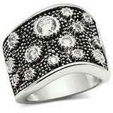 3W059 - Rhodium Brass Ring with AAA Grade CZ in Clear - Alamode - Flyclothing LLC