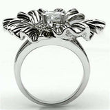3W060 - Rhodium Brass Ring with AAA Grade CZ in Clear - Alamode - Flyclothing LLC