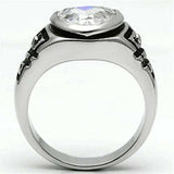3W062 - Rhodium Brass Ring with AAA Grade CZ in Clear - Alamode - Flyclothing LLC