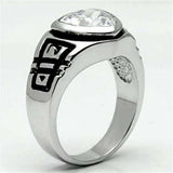 3W062 - Rhodium Brass Ring with AAA Grade CZ in Clear - Alamode - Flyclothing LLC