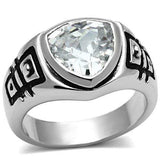 3W062 - Rhodium Brass Ring with AAA Grade CZ in Clear - Alamode - Flyclothing LLC