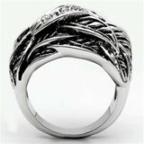 3W063 - Rhodium Brass Ring with Top Grade Crystal in Clear - Alamode - Flyclothing LLC